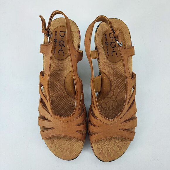 B.O.C. Born Women’s Concept Brown Leather Wedge Sandals Size 10 - Picture 4 of 9